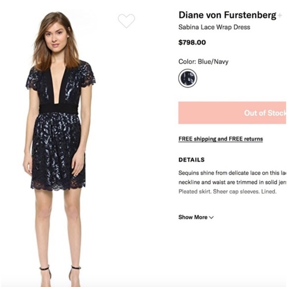 Diane von Furstenberg
SABINA Blue Wrap Sequined Mini Dress size 6 - Picture 12 of 14